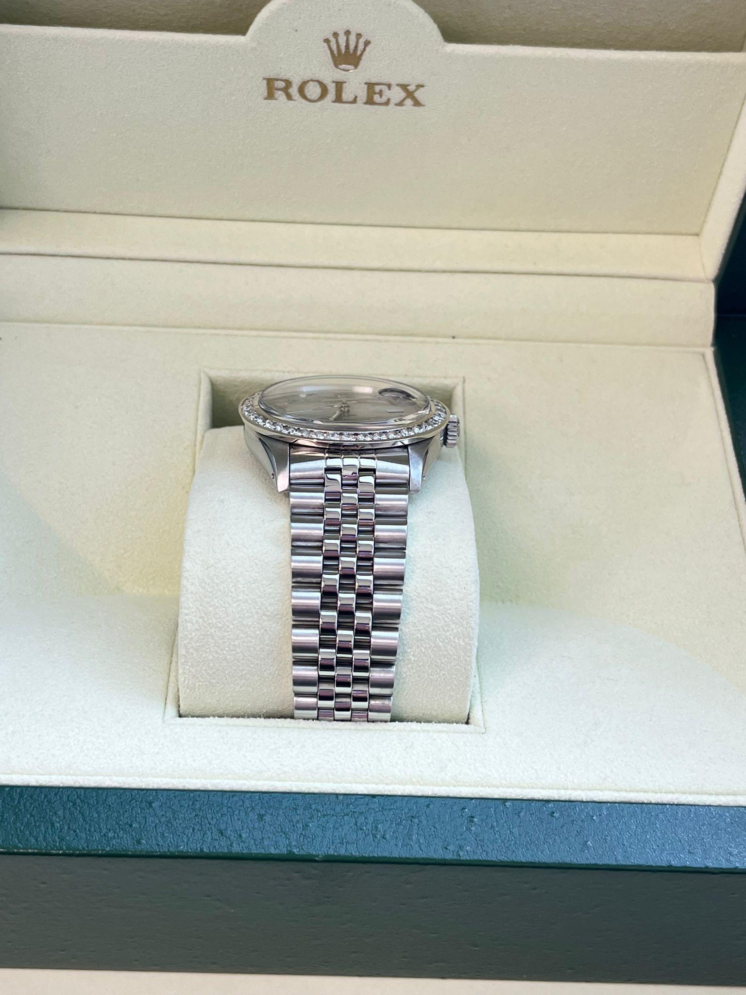 Rolex Datejust 36mm Gold Steel Natural 2.5ct Diamond Bezel Jubilee Watch 16014 en vente 5