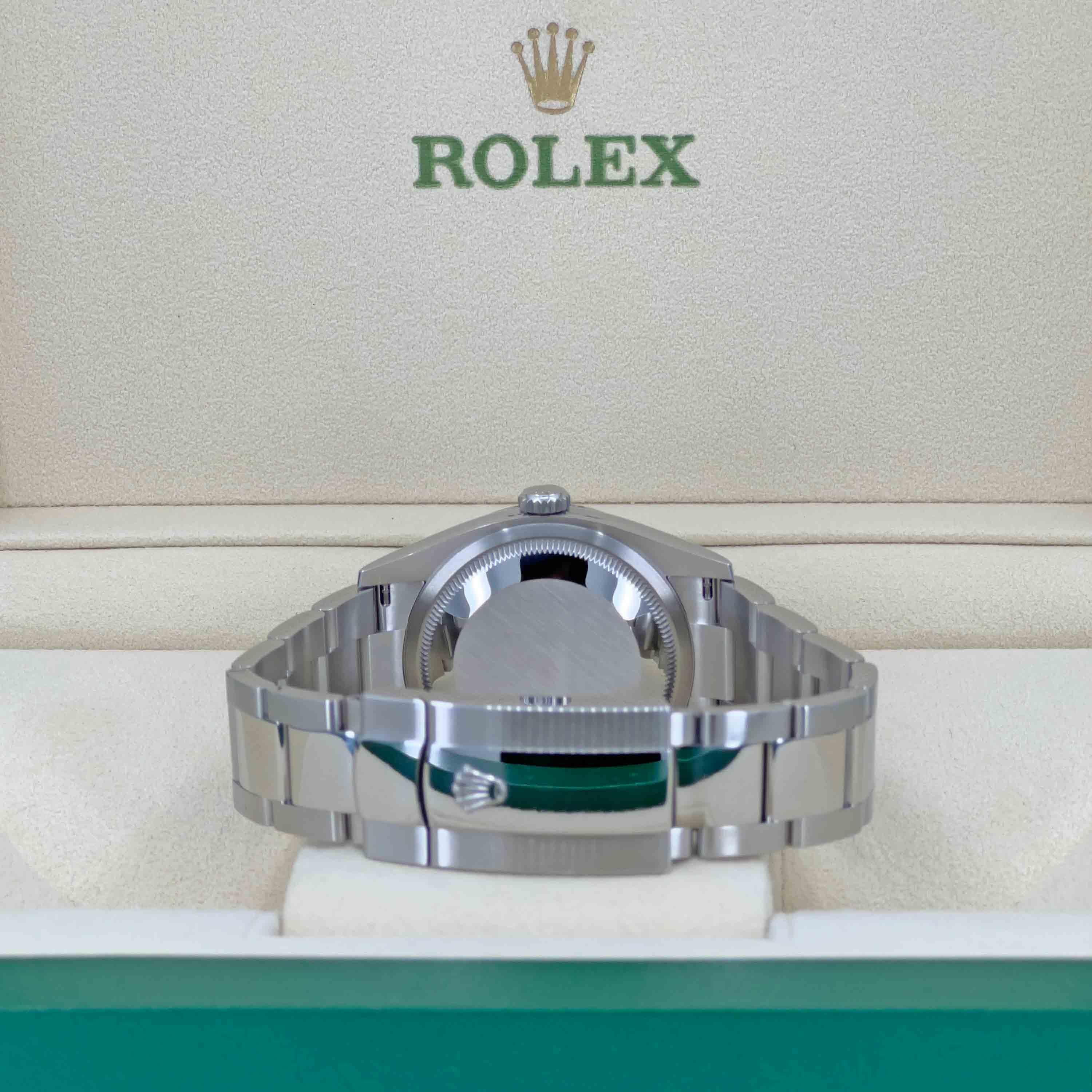 Rolex Datejust, Green Slate Roman, Oyster, Fluted, 126234, Unworn Watch Complete In New Condition For Sale In New York, NY