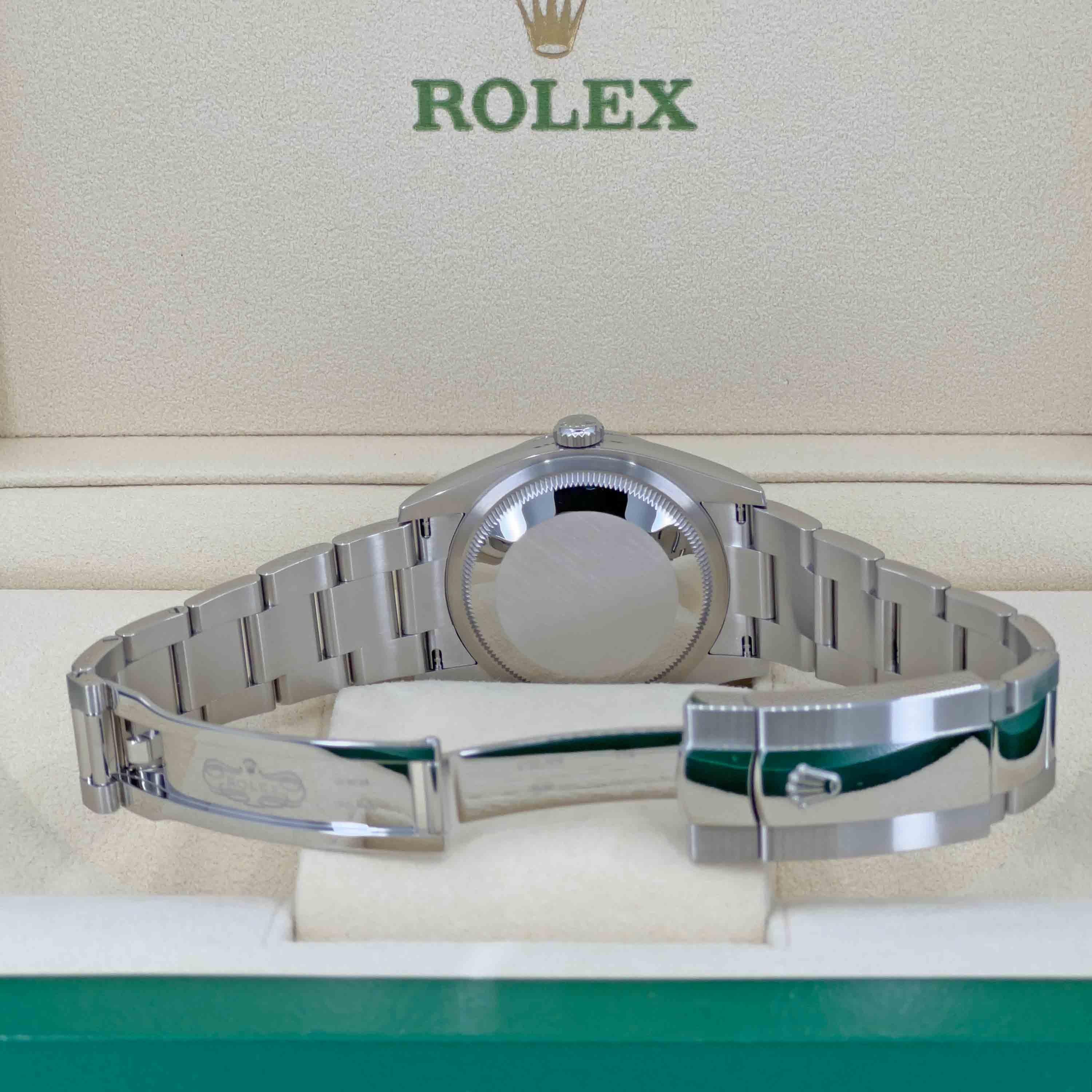 Women's or Men's Rolex Datejust, Green Slate Roman, Oyster, Fluted, 126234, Unworn Watch Complete For Sale