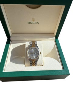 Rolex Datejust 36mm Grey Dial Gold Steel Jubilee Bracelet Men's Watch 16233