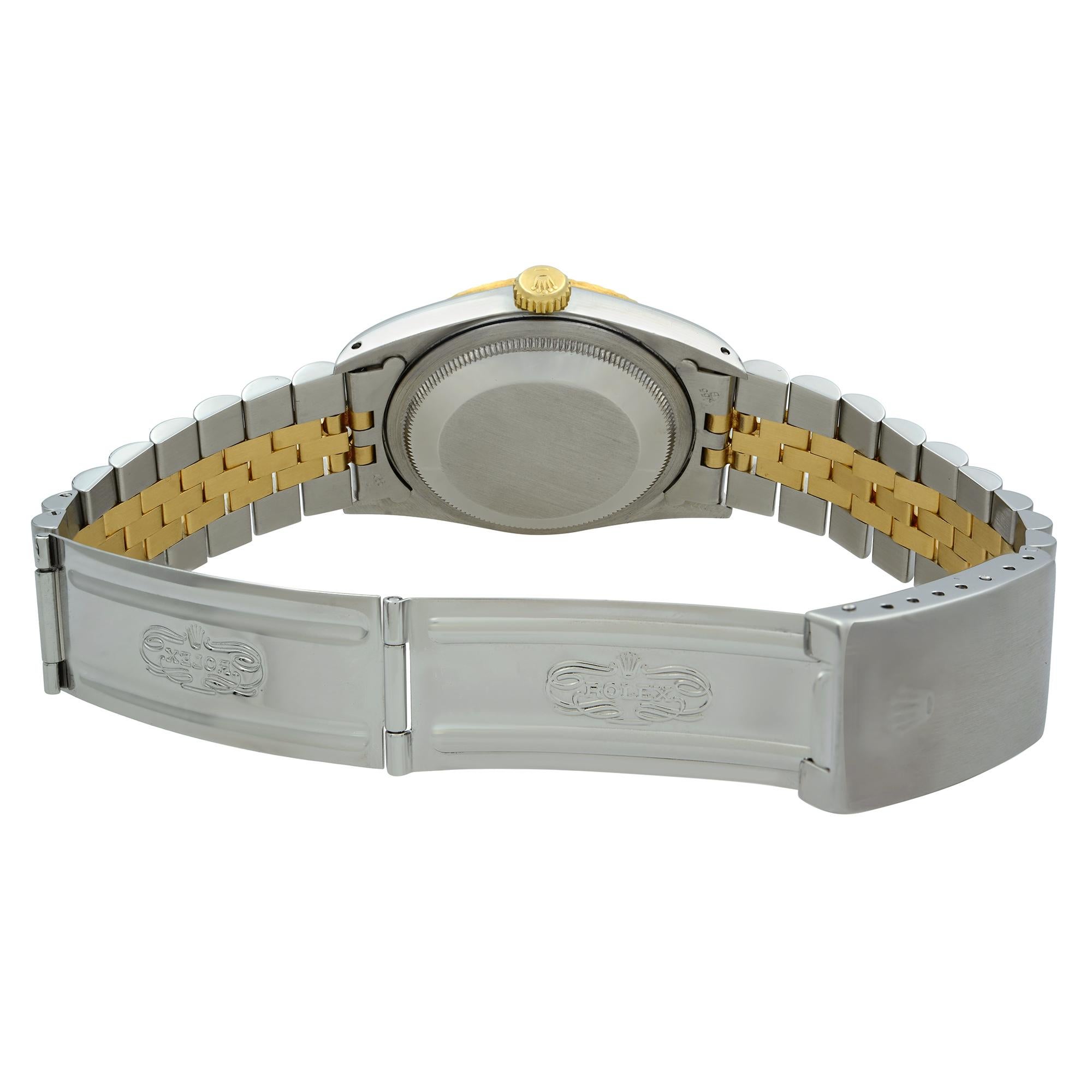 Men's Rolex Datejust Holes 18 Karat Yellow Gold Steel Honeycomb Dial Men’s Watch 16233