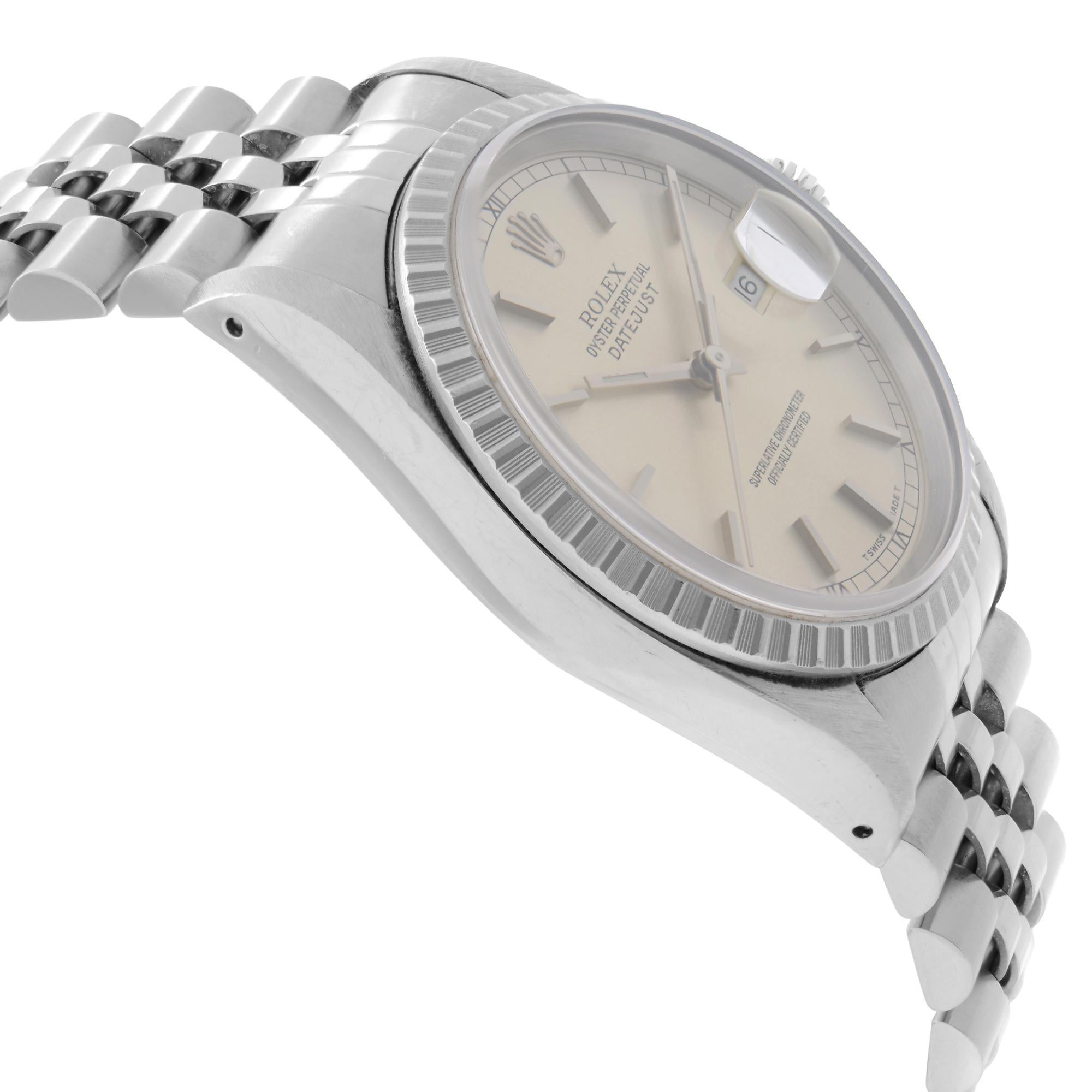 Rolex Datejust Holes Steel Silver Dial Automatic Mens Watch 16220 In Good Condition In New York, NY