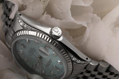 Rolex Datejust Ice Blue Dial with Baguette & Round Diamond Dial Watch 16030