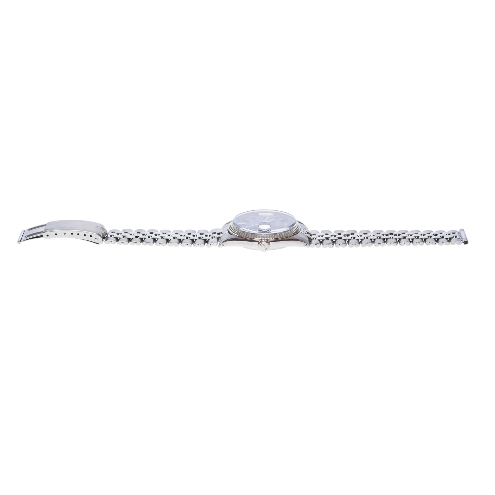 Women's or Men's Rolex Datejust 36mm in steel and sunburst grey dial For Sale