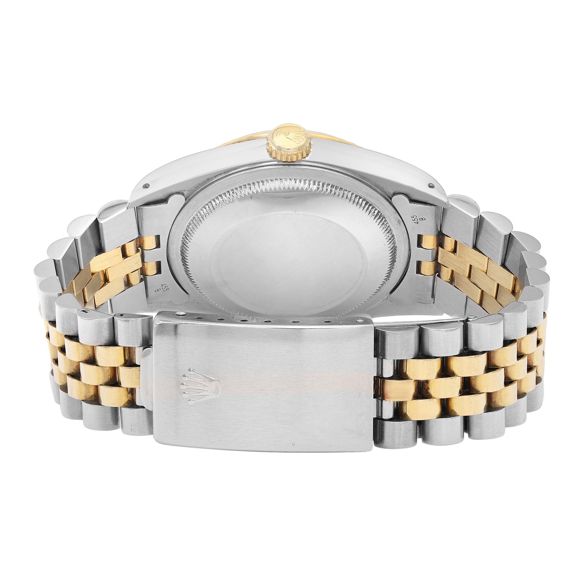 Rolex Montre Datejust 36mm Jubilee avec cadran champagne en acier et or 18 carats pour hommes 16233 en vente 1