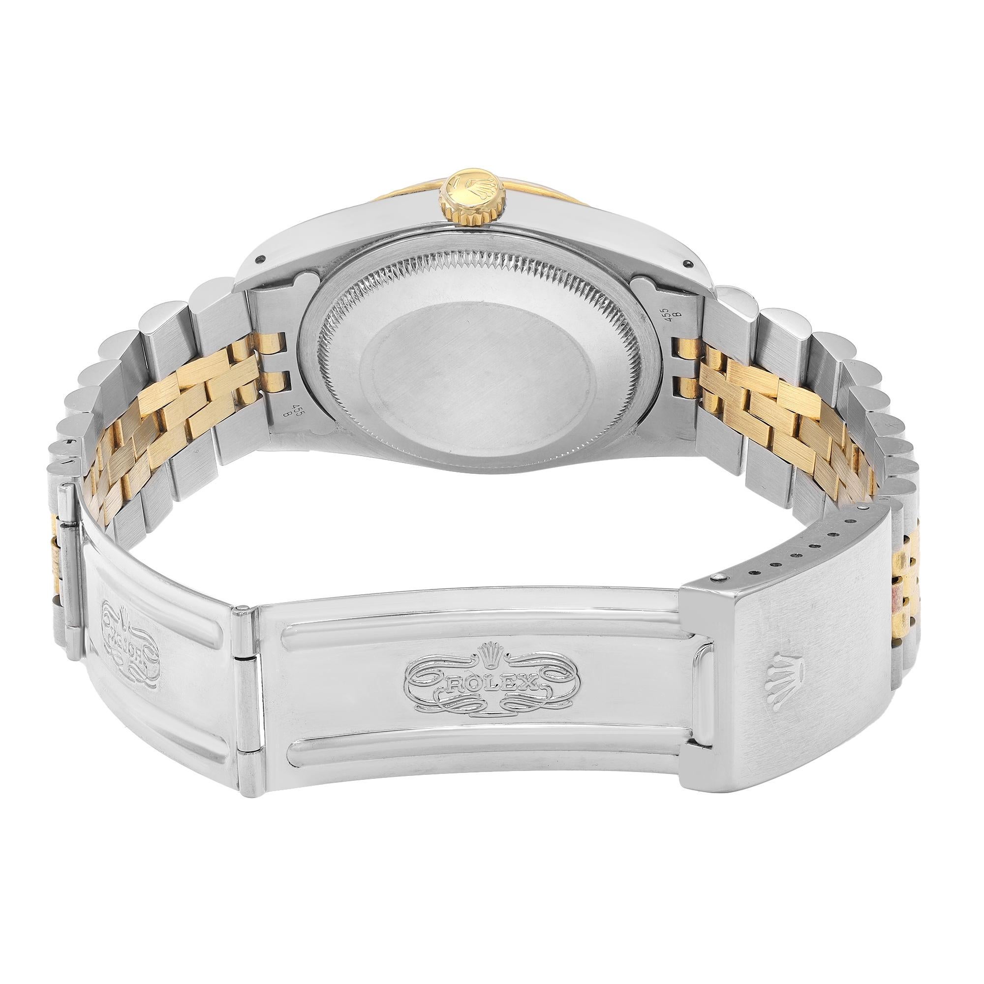 Rolex Montre Datejust 36mm Jubilee avec cadran champagne en acier et or 18 carats pour hommes 16233 en vente 2