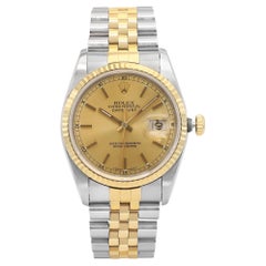 Rolex Datejust 36mm Jubilee 18K Gold Steel Champagne Dial Mens Watch 16233