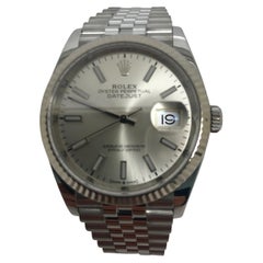 Rolex Montre Datejust Jubilee à cadran bâton en argent avec cadran