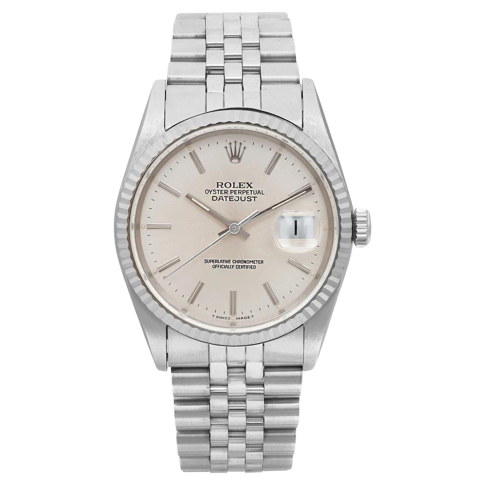 Rolex Datejust 36mm Jubilee Stainless Steel Silver Dial Men Watch 16234