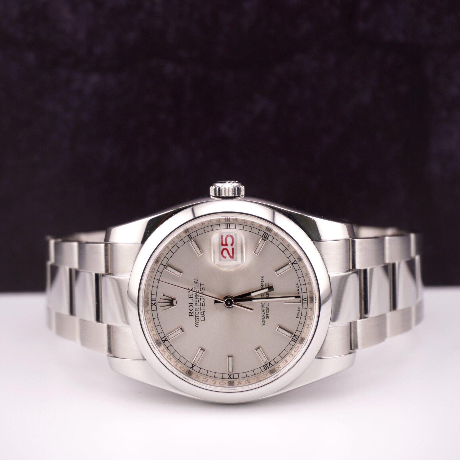 Rolex Datejust 36mm Uhr

Gebraucht mit Original Box & Karte
100% authentische Echtheitskarte
Zustand - (Ausgezeichneter Zustand) - Siehe Bilder
Referenz der Uhr - 116200
Modell - Datejust
Zifferblattfarbe - Silber
MATERIAL - Rostfreier Stahl
Uhr
