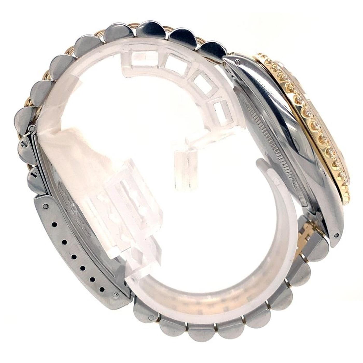 Women's or Men's Rolex DateJust Mens Yellow Gold Steel Jubilee 3 CT Diamond Dial Watch 16013