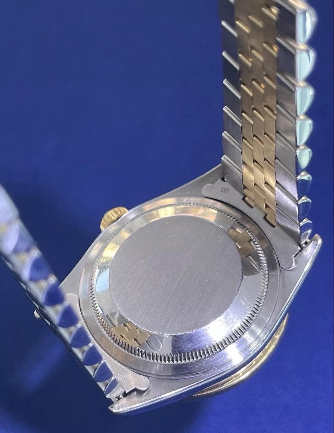 Rolex Montre DateJust 36mm avec cadran MOP et lunette en or 18K et acier Jubilee 16233 en vente 9