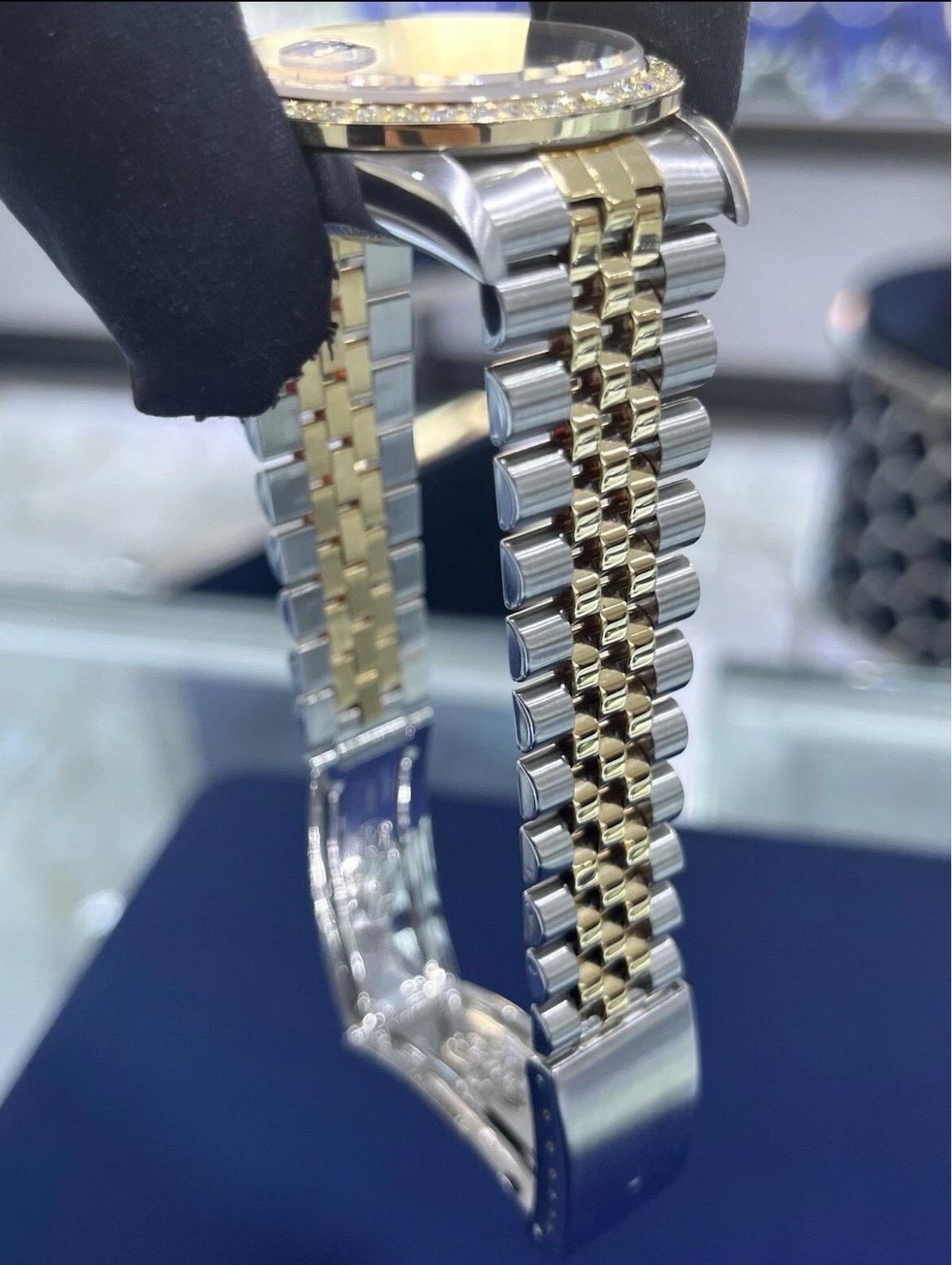 Rolex Montre DateJust 36mm avec cadran MOP et lunette en or 18K et acier Jubilee 16233 en vente 13