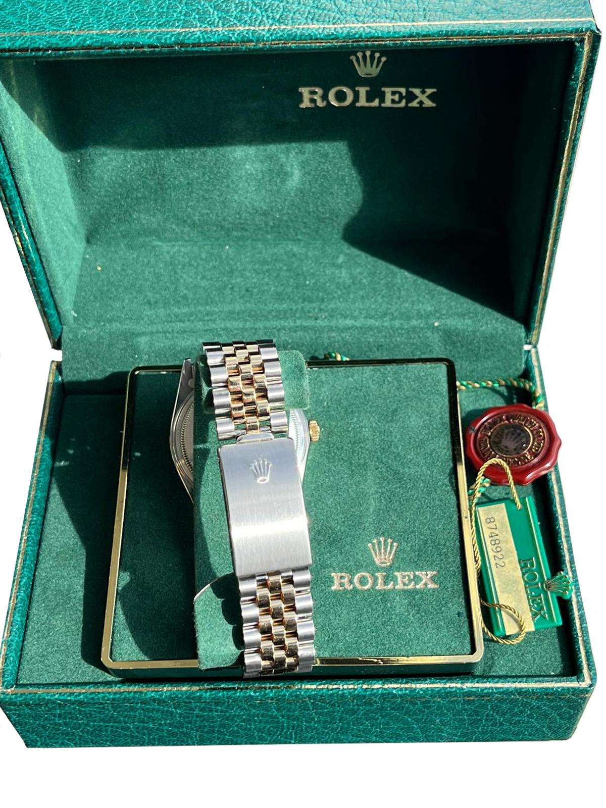 Rolex Datejust 36mm MOP Diamond Dial Diamond Bezel Yellow Gold Steel Watch 16013 For Sale 12
