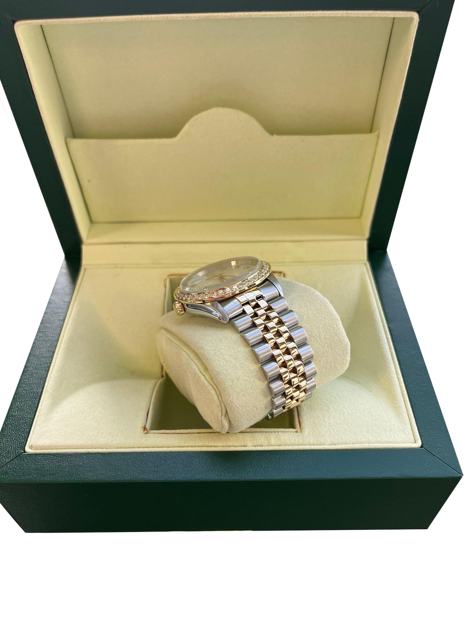 Rolex Datejust 36mm Grey Diamond Dial Steel Yellow Gold Bezel Mens Watch 16233 For Sale 7