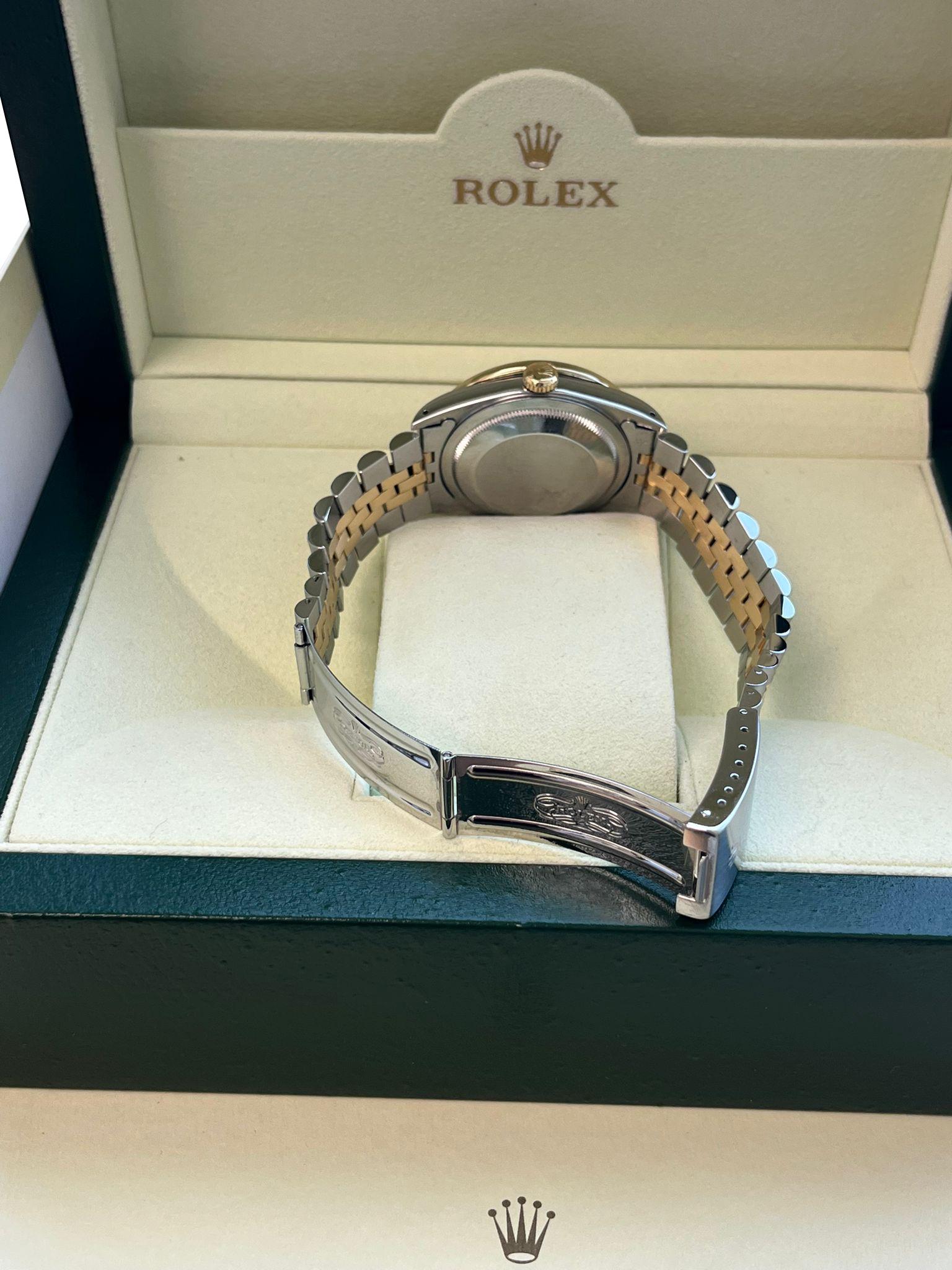 Rolex Datejust 36mm Nacre Cadran Diamant Lunette Acier Or 16233 en vente 14
