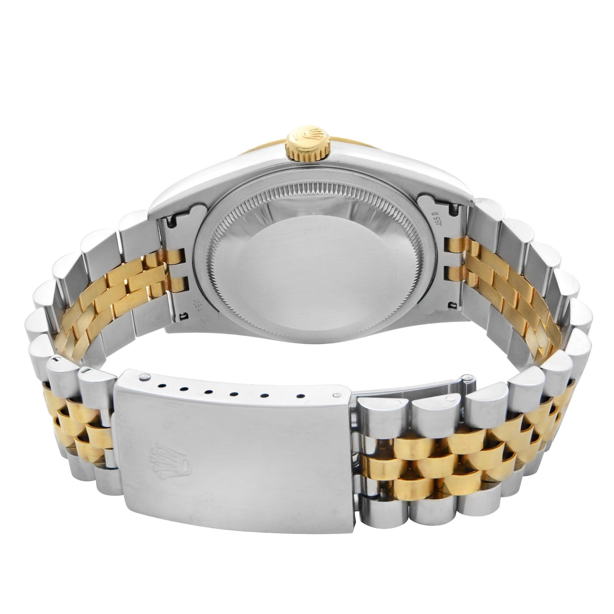 Rolex Datejust No Holes 18k Gold Steel Champagne Dial Men's Watch 16233 3