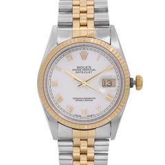 Rolex Datejust No Holes 18k Gold Steel Gray Dial Automatic Men Watch 16233