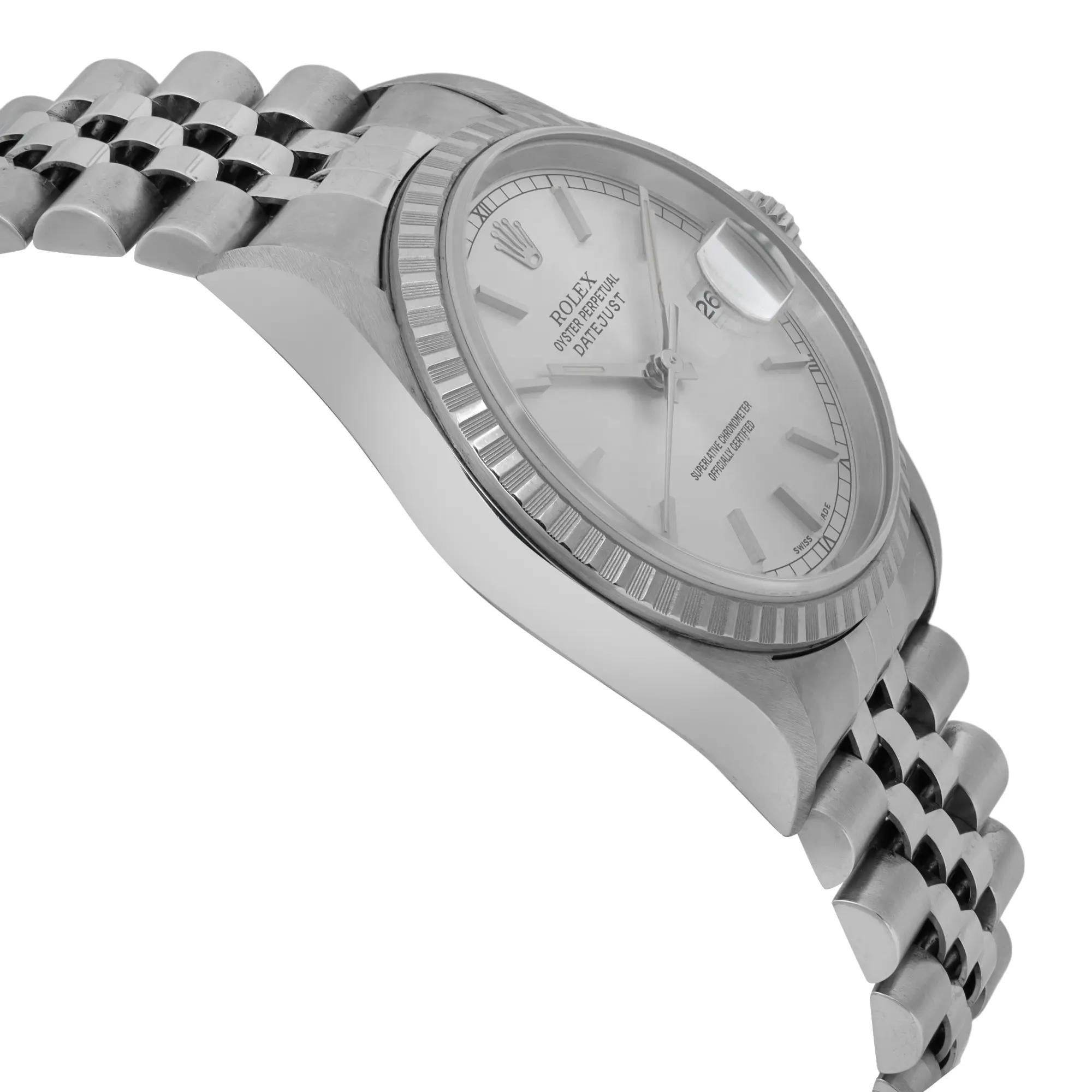 da uomo o donna Rolex Datejust 36mm Senza Fori Acciaio Quadrante Silver Orologio Automatico 16220 in vendita