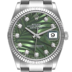 Rolex Montre Datejust 36mm vert olive avec cadran en diamants pour hommes 126234, non portée