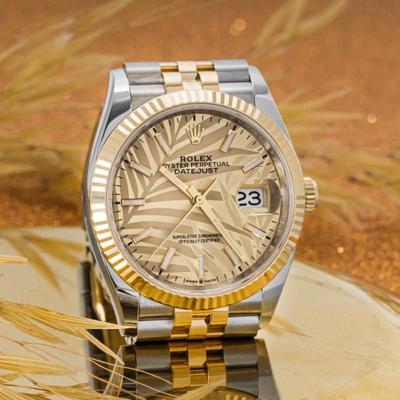 Men's Rolex Datejust 36mm Palm Motif Dial 126233 For Sale