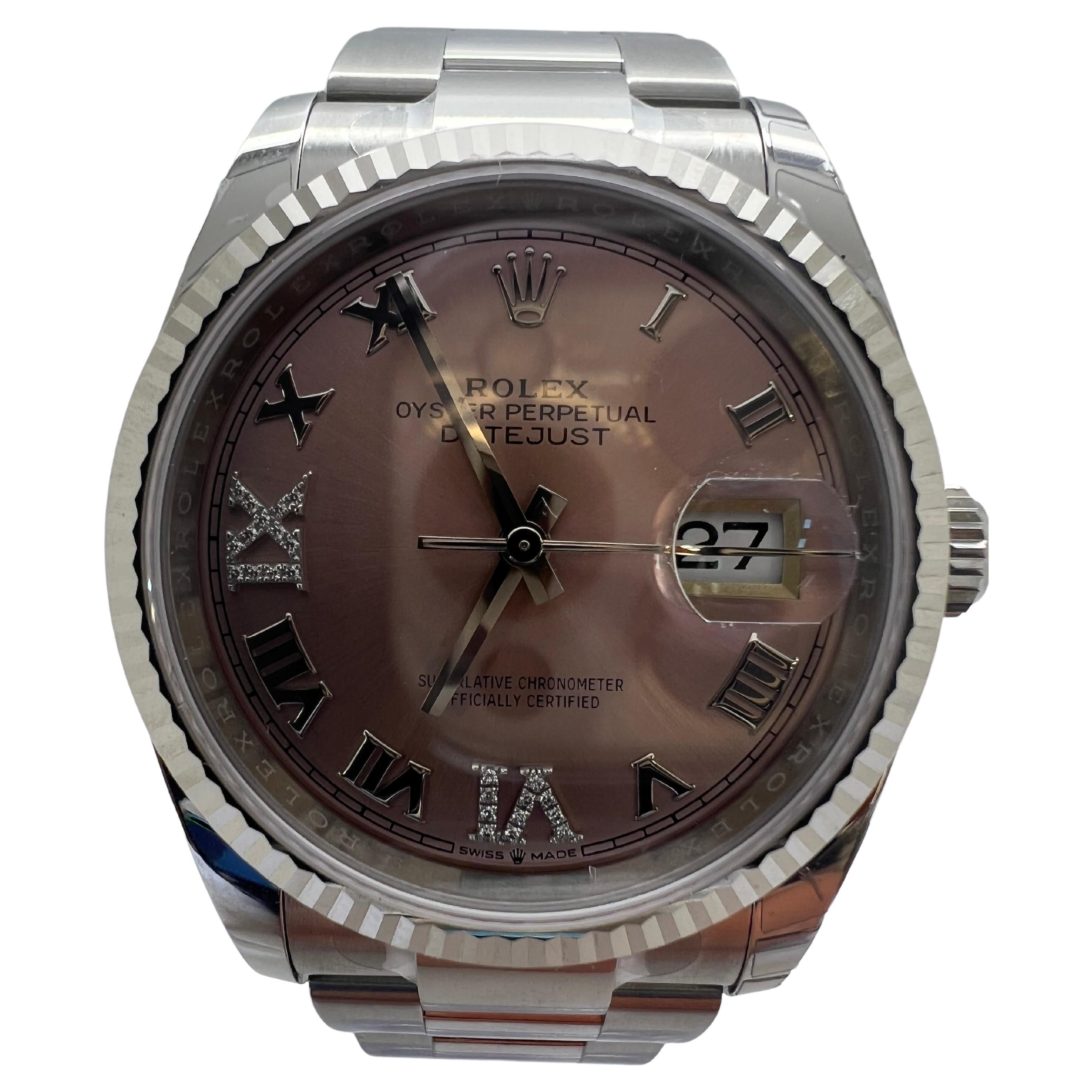 Rolex Datejust Pink Diamond Römische Uhr Neu im Angebot