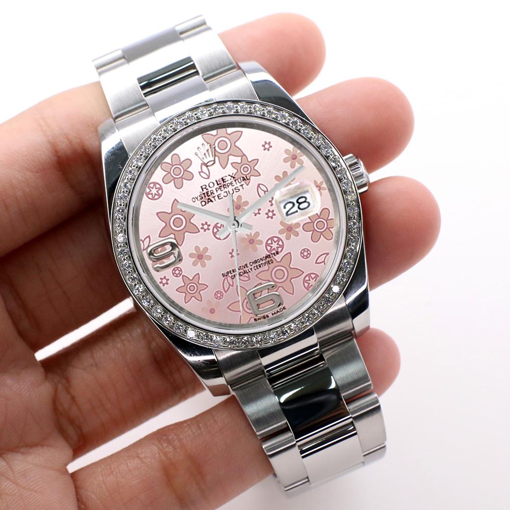rolex pink floral dial