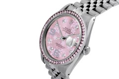 Rolex Datejust 36mm Pink Floral Diamond 16014 Steel Jubilee