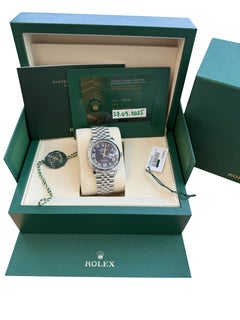 Rolex Datejust 36mm Purple Aubergine Diamond Dial 18K White Gold Watch 126234