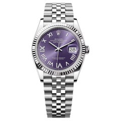 Rolex Datejust 36mm Purple Aubergine Diamond Dial 18K White Gold Watch 126234