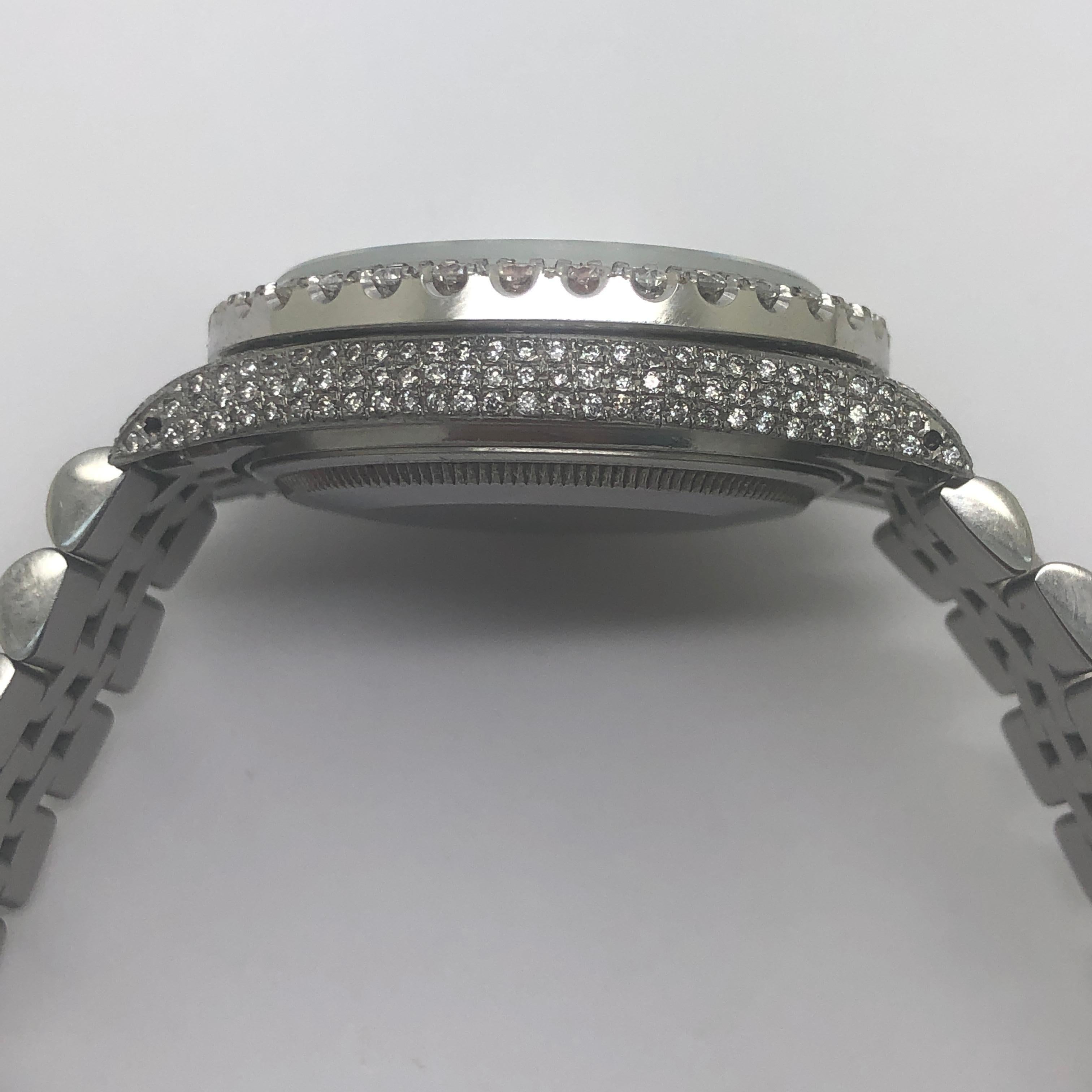 Men's Rolex Datejust Custom Roman Black Diamond Watch VVS 10 Pointers Bezel For Sale