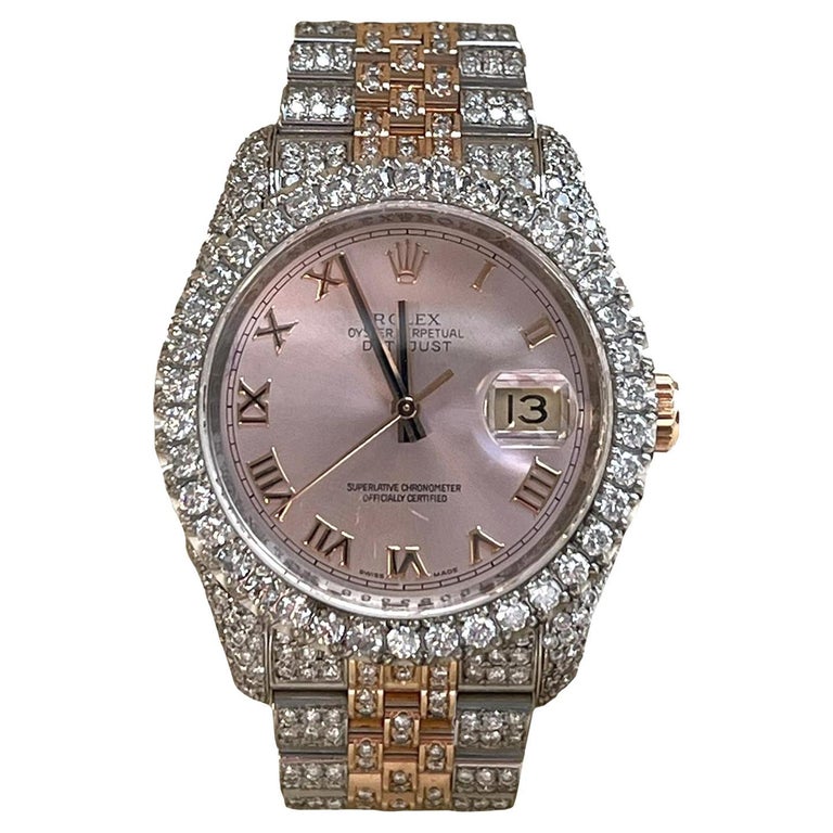 Rolex Men's Datejust II Oyster 41mm Iced Out 20ct Genuine Diamonds  Ref:116300