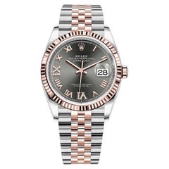 Rolex Datejust 36mm Rose Gold/Steel Rose Roman Diamond VI & IX Dial Watch 126231