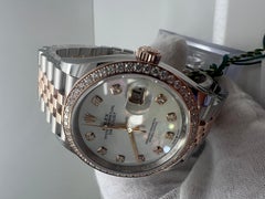 Rolex Datejust Rose Gold/Steel White Mother of Pearl Diamond Dial Watch