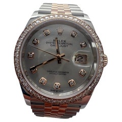 Rolex Datejust Rose Gold/Steel White Mother of Pearl Diamond Dial Watch
