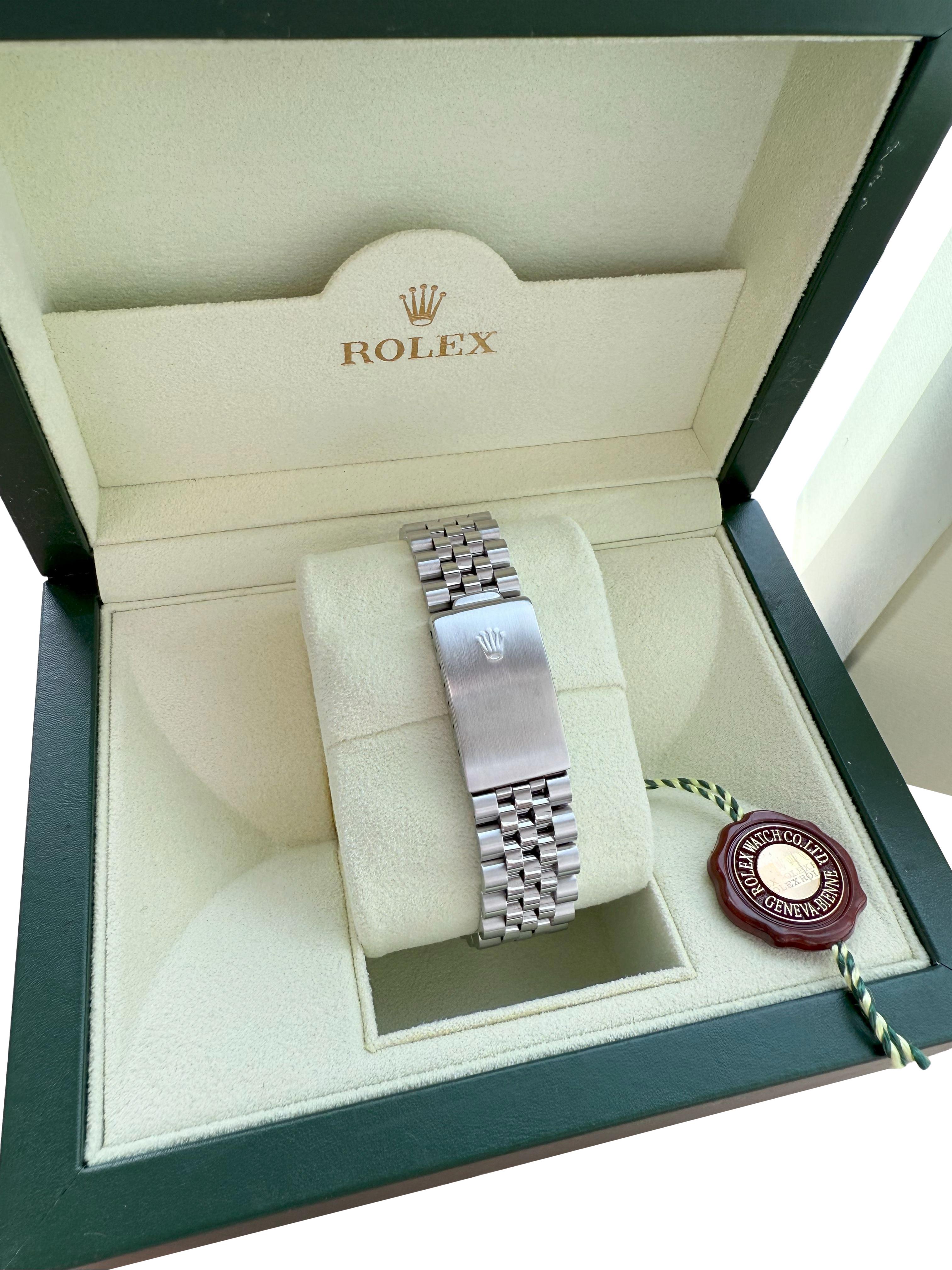 Rolex Datejust 36mm Silber Zifferblatt Vintage Stahl Motor gedreht Lünette Uhr 16030 im Angebot 12