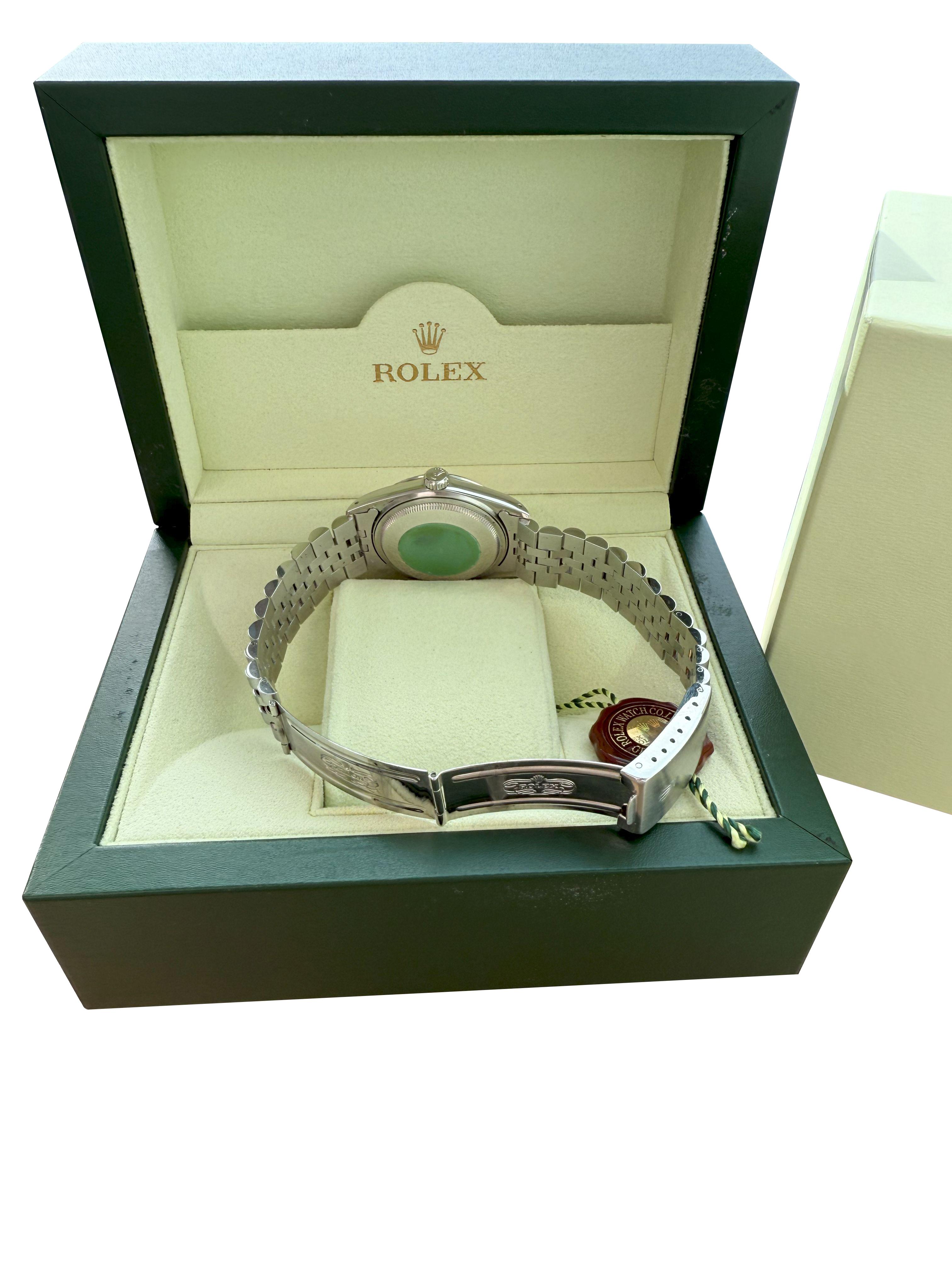 Rolex Datejust 36mm Silber Zifferblatt Vintage Stahl Motor gedreht Lünette Uhr 16030 im Angebot 13