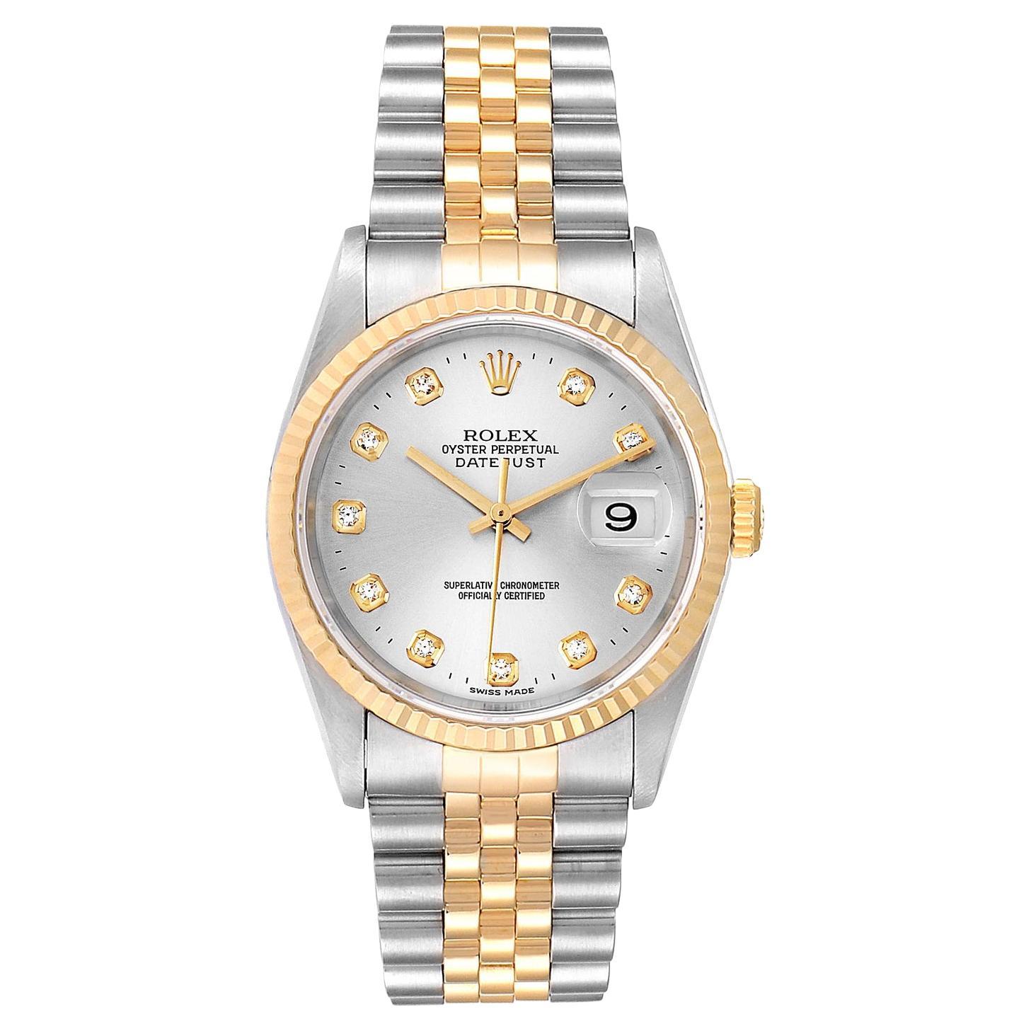 Rolex DateJust 36 Houndstooth Dial Stainless Steel and Yellow Gold