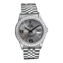 Rolex Datejust 36mm Silber geblümtes Zifferblatt Diamant-Lünette Edelstahl Jubiläum