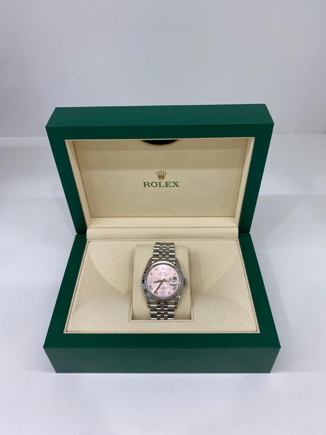 Women's Rolex Datejust 36mm Silver Pink Face For Sale
