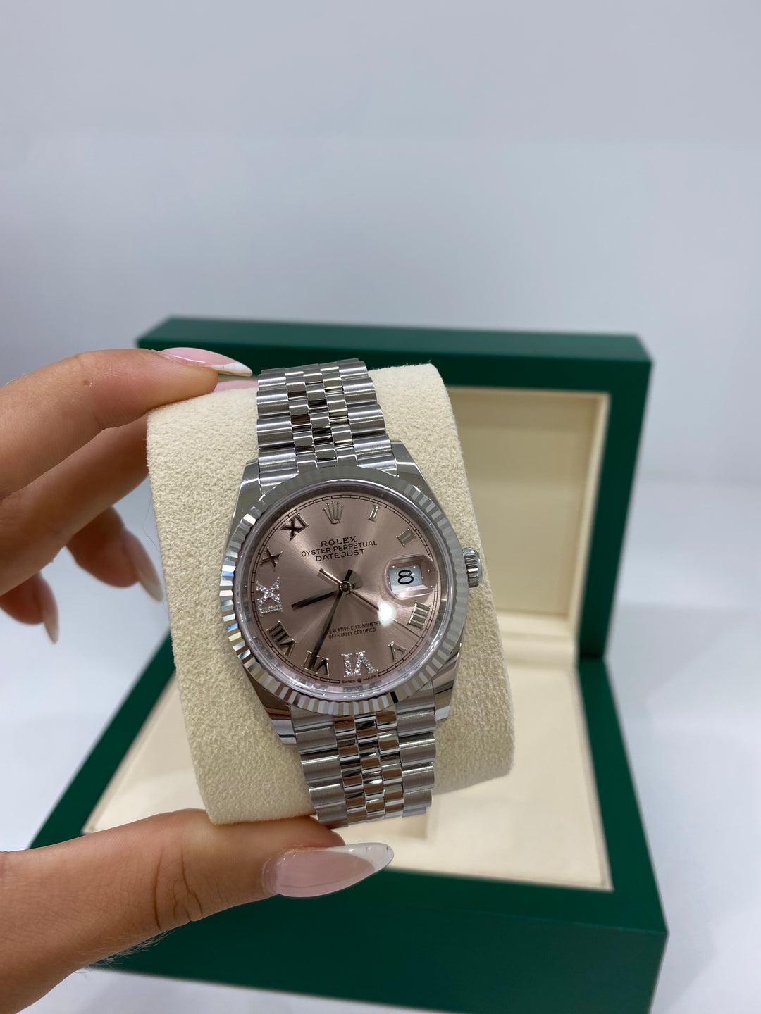 Rolex Datejust 36mm Silver Pink Face For Sale 1
