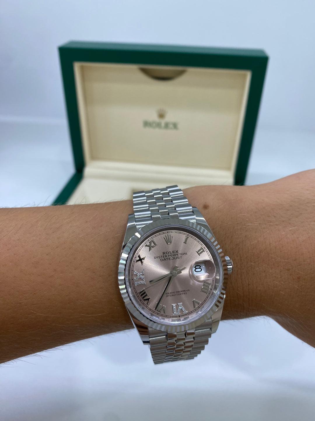 Rolex Datejust 36mm Silver Pink Face For Sale 2