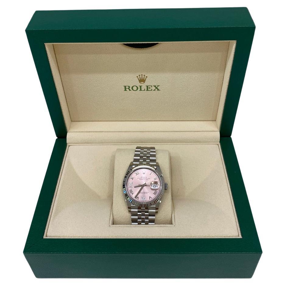 Rolex Datejust 36mm Silver Pink Face For Sale