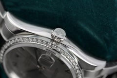 Montre Rolex Datejust 36 mm à cadran romain argenté et lunette diamantée en acier inoxydable