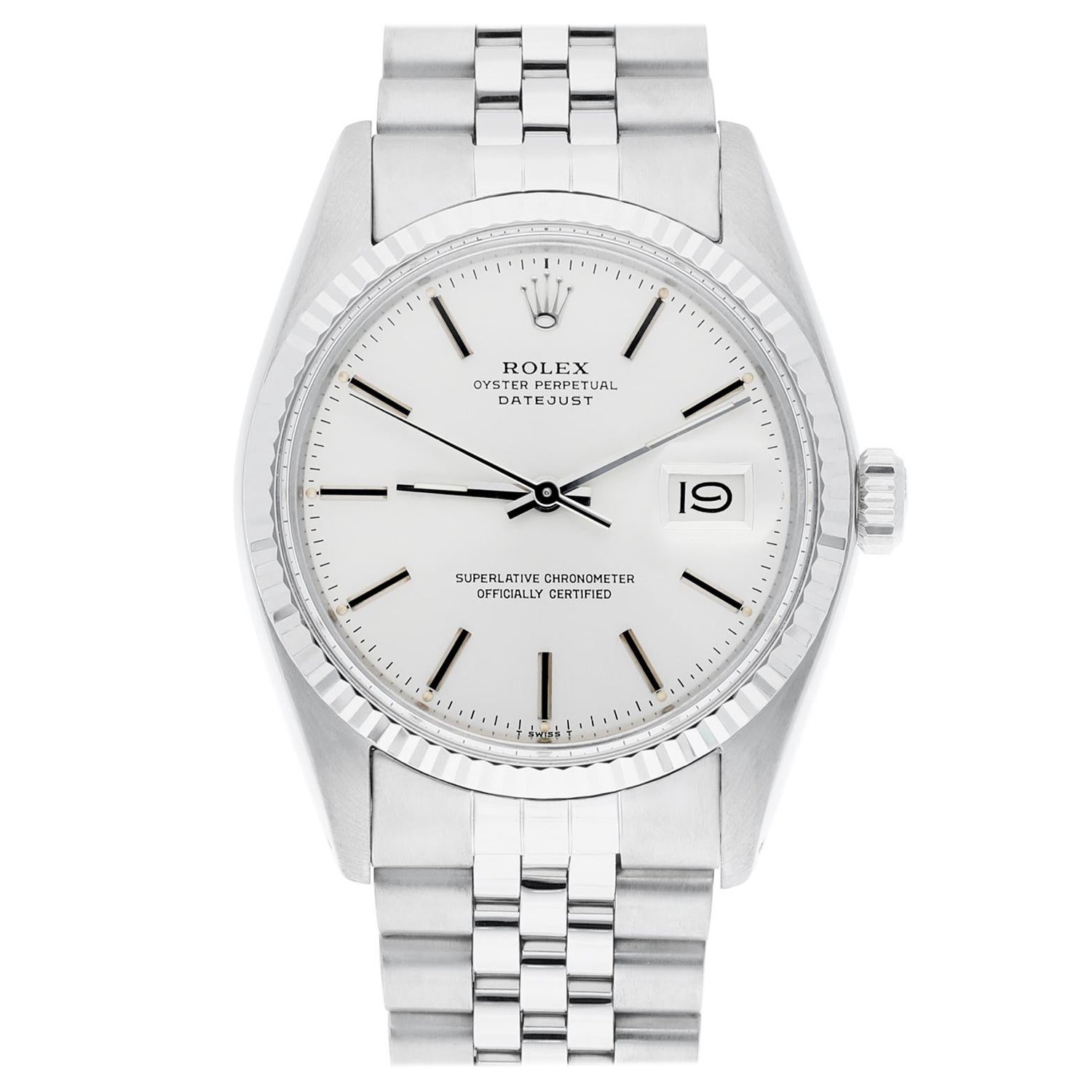 Rolex Datejust 36mm Acero inoxidable 16014 Esfera índice plateada, Jubileo Circa 1979