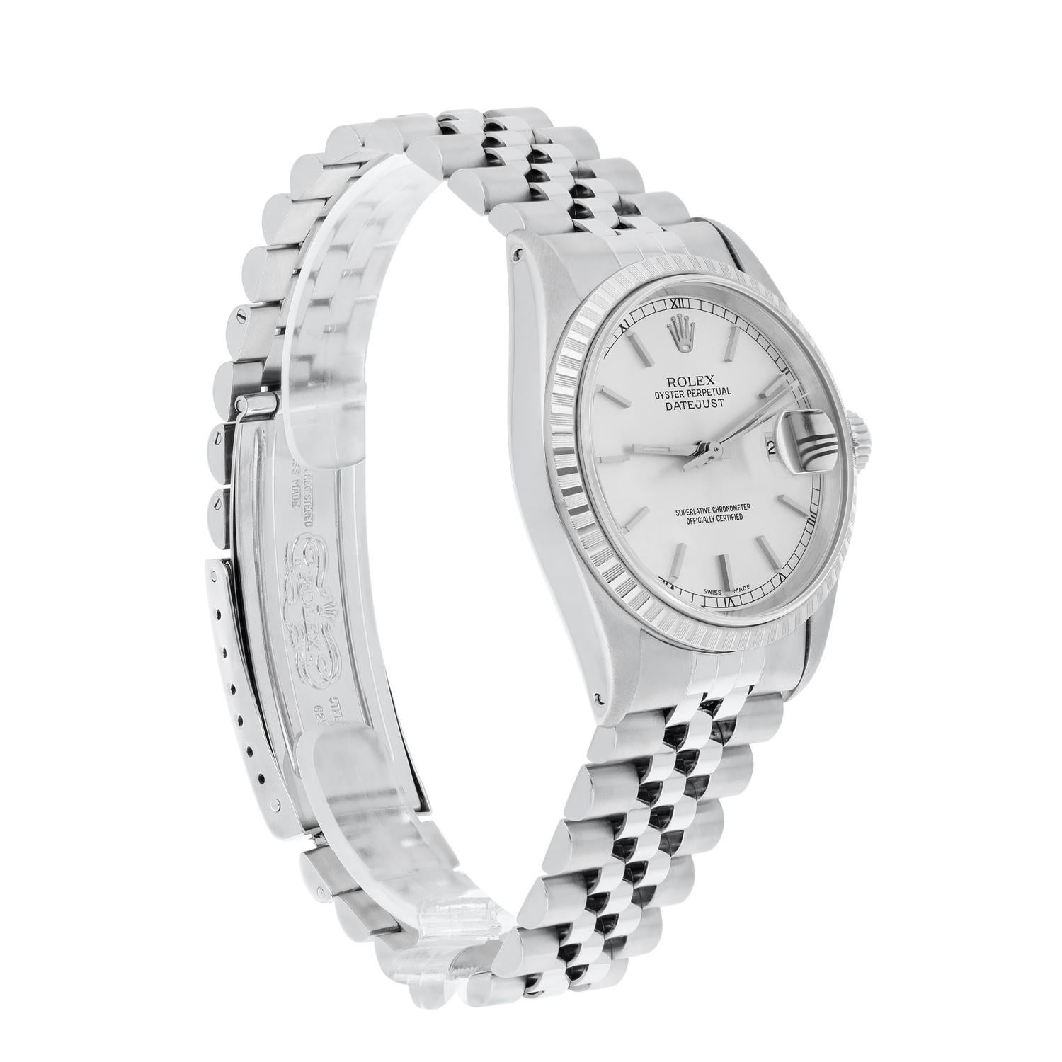 Rolex Datejust 36mm Stainless Steel 16030 Silver RT Index Dial, Circa 1984 For Sale 2