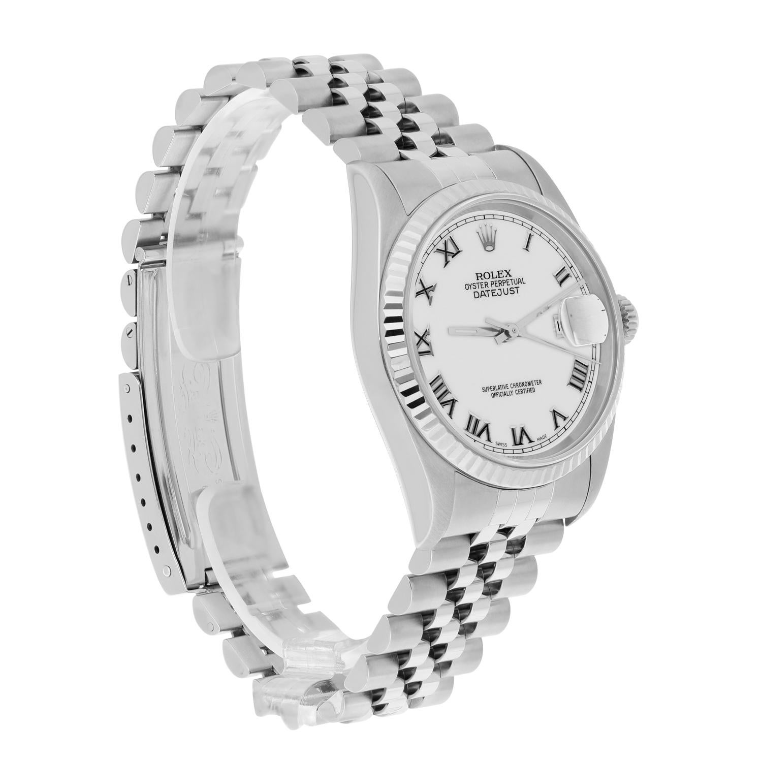 Rolex Datejust 36mm Stainless Steel 16234 White Roman Dial, Jubilee Circa 1995 For Sale 2