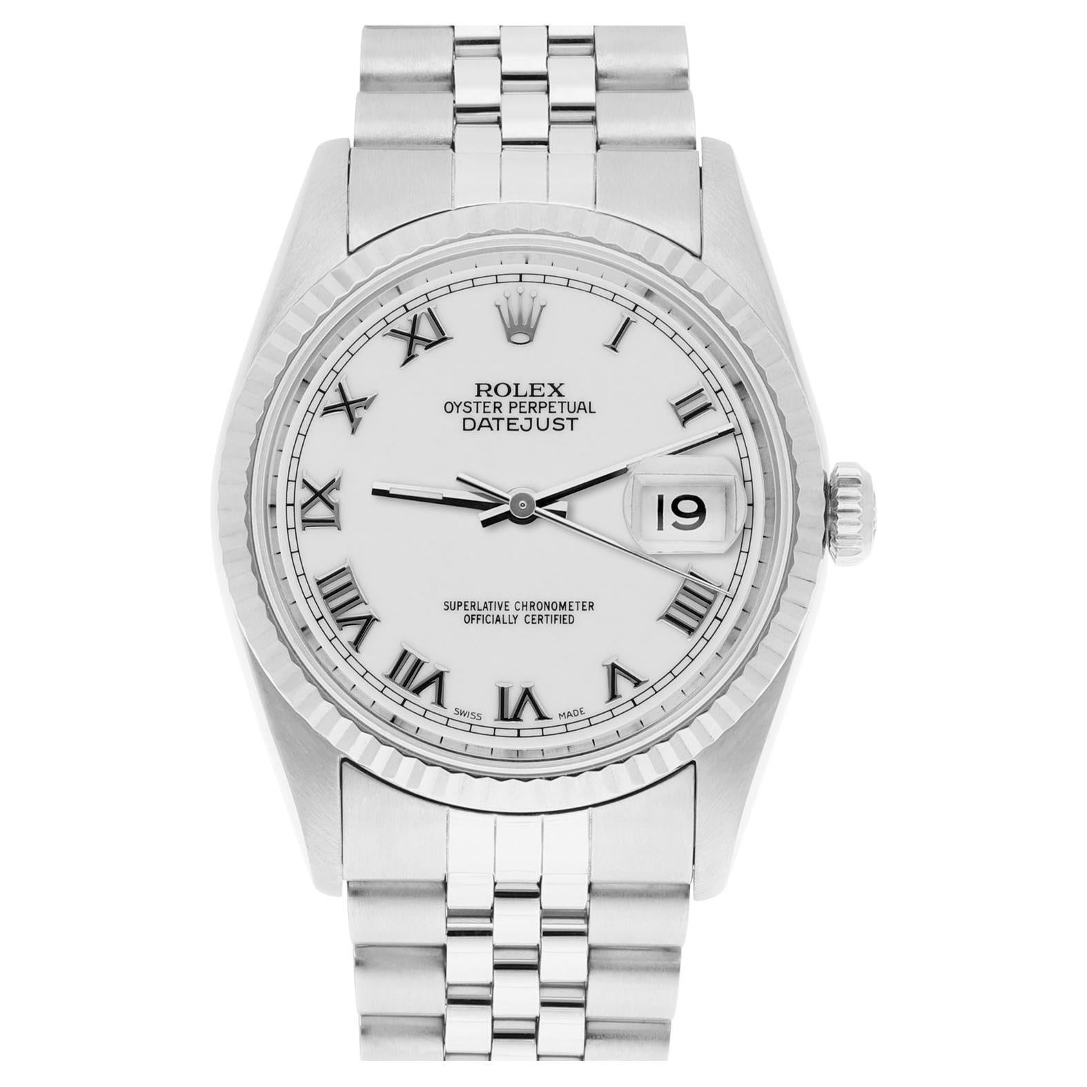 Rolex Datejust 36mm Stainless Steel 16234 White Roman Dial, Jubilee Circa 1995