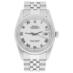 Rolex Montre Datejust 36 mm en acier inoxydable 16234 avec cadran romain blanc, Jubilee vers 1995