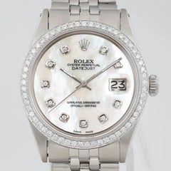 Rolex Datejust 36mm Stainless Steel Custom MOP Diamond Dial Mens Watch 1603